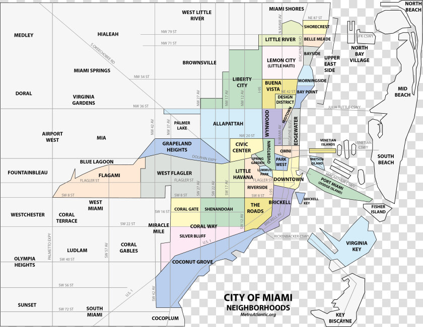 Map Of Miami Neighborhoods  HD Png DownloadTransparent PNG