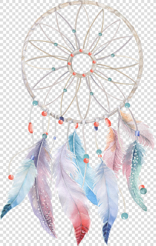 Download Watercolor Feather Boho chic Painting Dreamcatcher  HD Png DownloadTransparent PNG