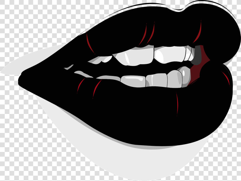 Mouth  Lips  Lipstick  Black  Beauty  Girl  Fashion   Big Red Lips Cartoon  HD Png DownloadTransparent PNG