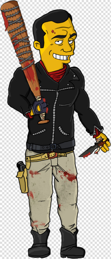 Twd Comics Negan And Lucille Simpsons Style By Thewalkerprieton   Walking Dead Negan Simpsons  HD Png DownloadTransparent PNG