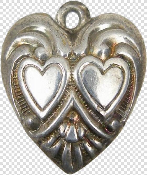 Vintage Double Hearts Sterling Silver Puffy Heart Charm  HD Png DownloadTransparent PNG