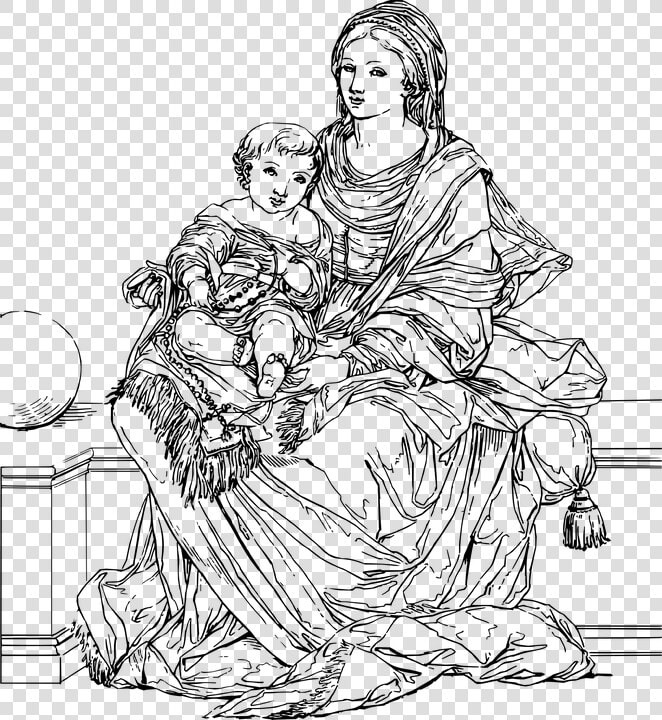 Virgin Mary  Baby Jesus  Catholic  Christ  Christian   Blackand White Cross Stitch Pattern Of Mother Mary  HD Png DownloadTransparent PNG