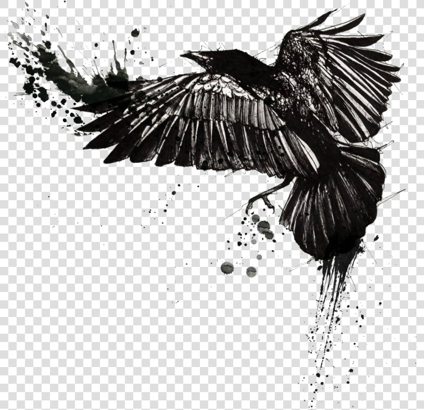 Tattoo Common Raven Trash Polka Crow   Trash Polka Crow Tattoo  HD Png DownloadTransparent PNG