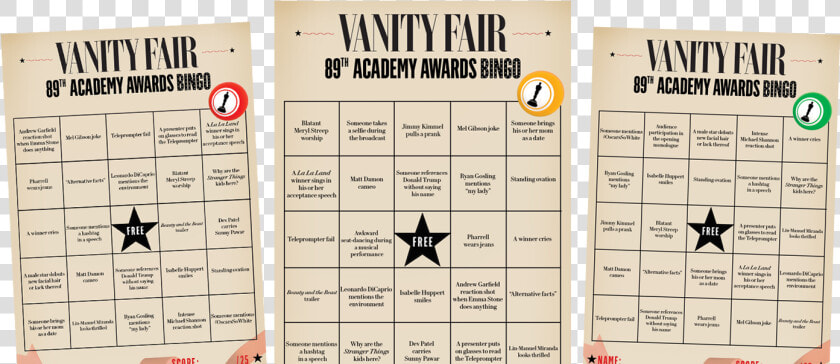 Oscar Bingo Cards   Oscar Bingo Cards 2018  HD Png DownloadTransparent PNG