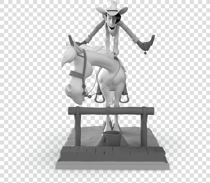 Transparent Jabba The Hutt Png   Lucky Luke Statue Black White  Png DownloadTransparent PNG