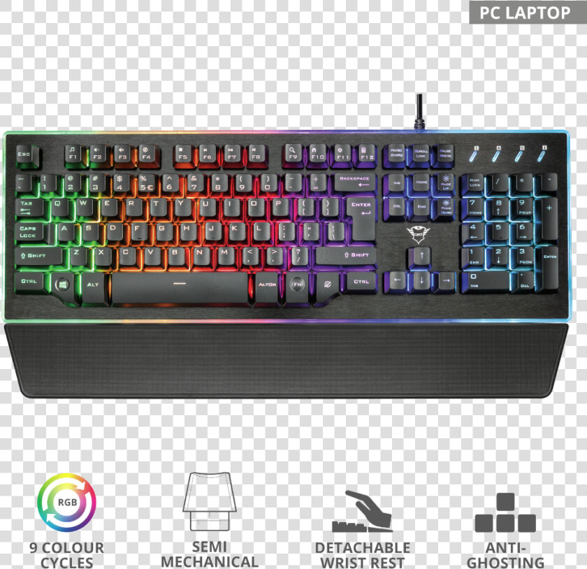 Gxt 860 Thura Semi mechanical Keyboard   Trust Gxt 860  HD Png DownloadTransparent PNG