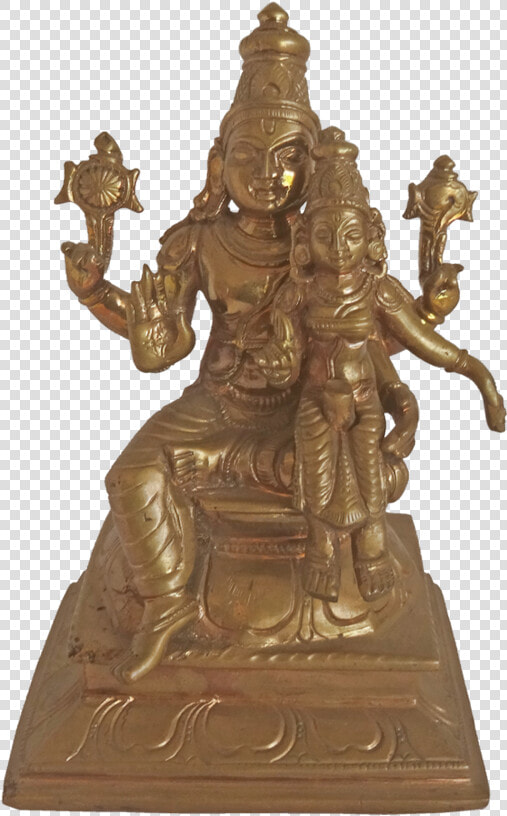 Panchaloha Lord Vishnu Sitting With Goddess Lakshmi   Bronze Sculpture  HD Png DownloadTransparent PNG