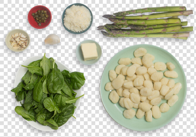 Spinach Pesto Gnocchi With Sautéed Asparagus  amp  Brown   Lemon Png Top View  Transparent PngTransparent PNG