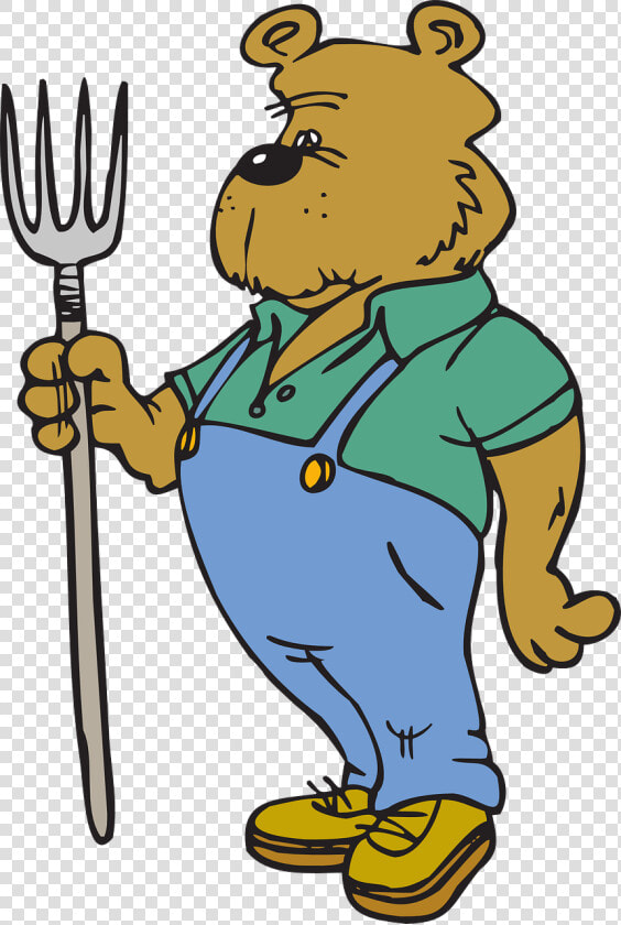 Farm Tool Rake Free Picture   Bear With Clothes Cartoon  HD Png DownloadTransparent PNG