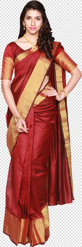 Picture Free Stock Transparent Saris Spicy   Maroon Cotton Silk Saree  HD Png DownloadTransparent PNG