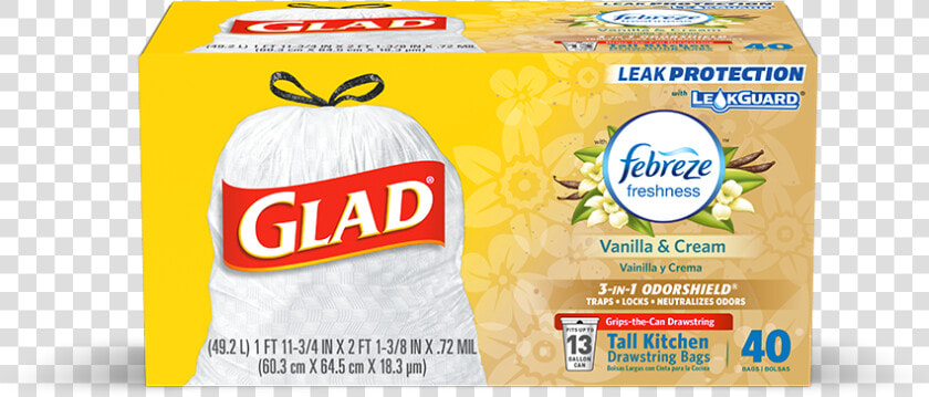 Kitchen Odorshield® Vanilla  amp  Cream Scent   Glad Trash Bags  HD Png DownloadTransparent PNG