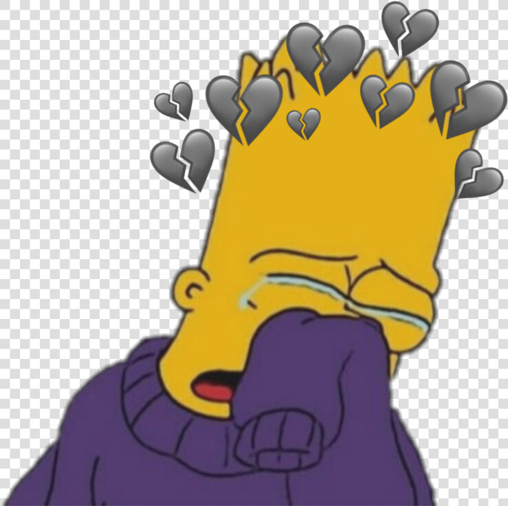  broken  brokenheart  heart  hearts  black  blackheart   Broken Heart Sad Cartoon  HD Png DownloadTransparent PNG