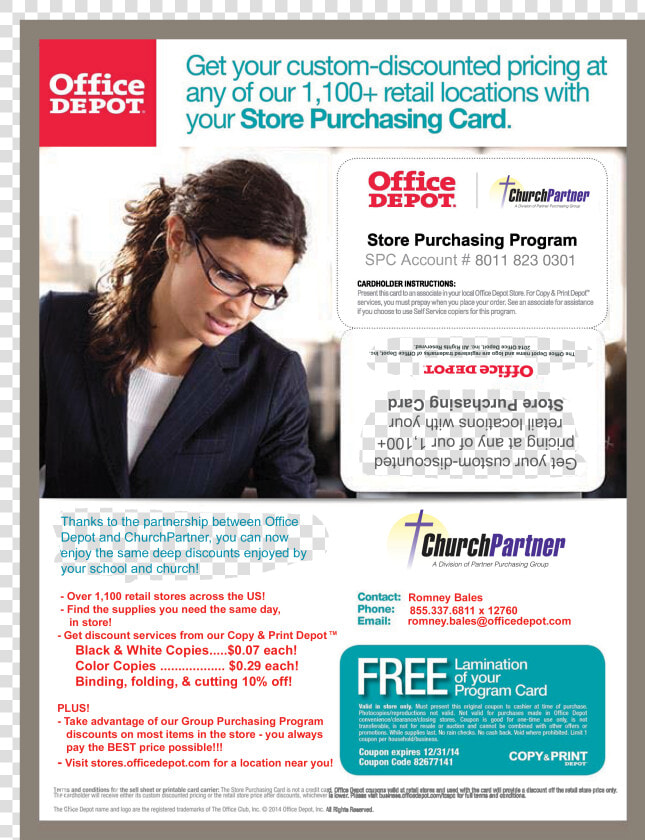 Office Depot Credit Card   Office Depot Store Purchasing Card For Teachers  HD Png DownloadTransparent PNG