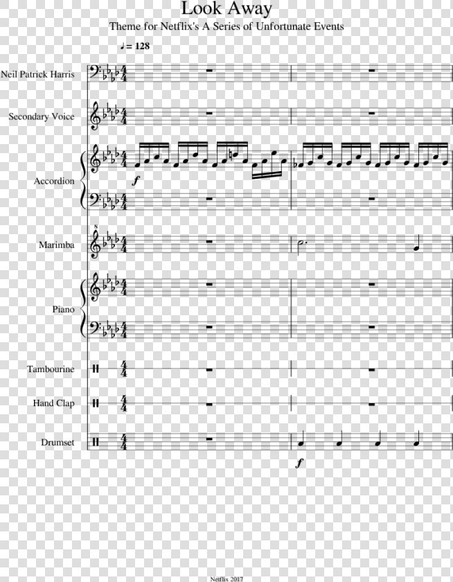 Look Away A Series Of Unfortunate Events Piano Sheet  HD Png DownloadTransparent PNG