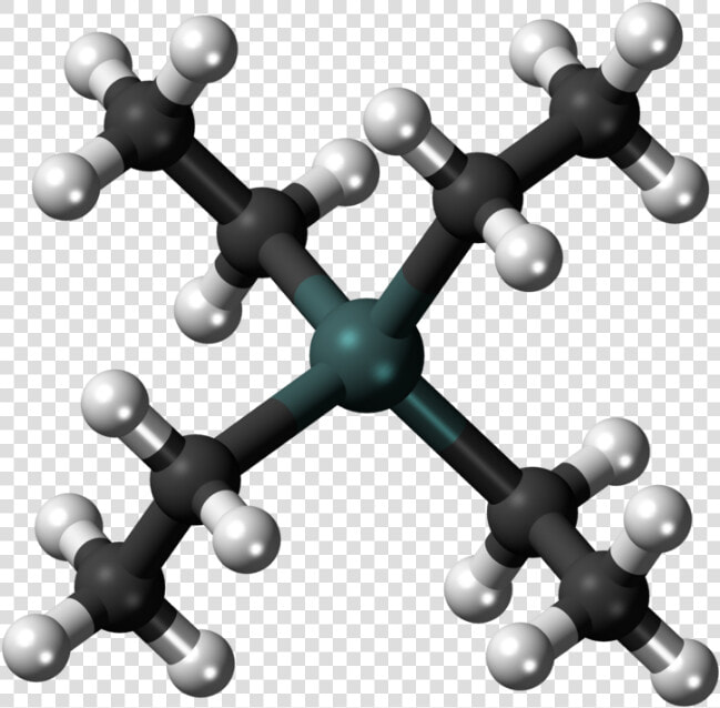 Ball And Stick Model Of The Tetraethyllead Molecule   Gasoline Ball And Stick Model  HD Png DownloadTransparent PNG