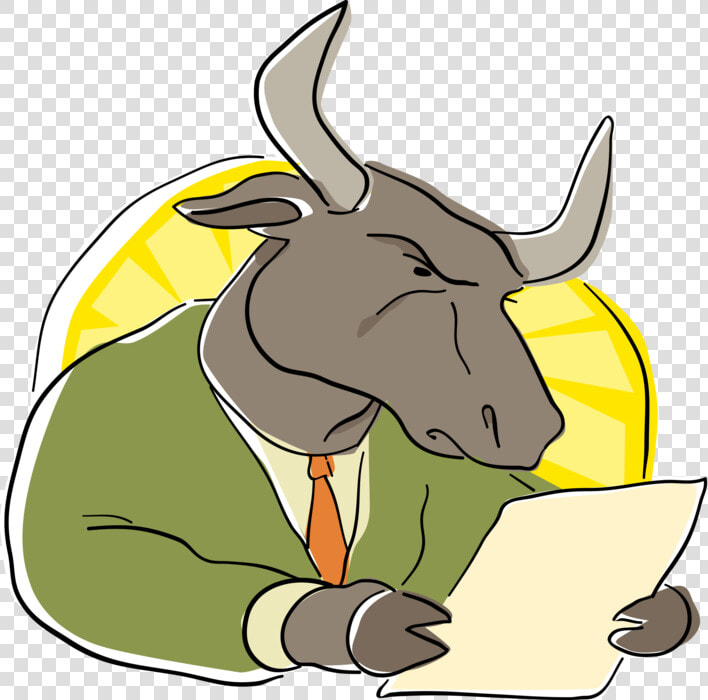 Vector Illustration Of Business Wall Street Bull Reading   Reading Bull  HD Png DownloadTransparent PNG