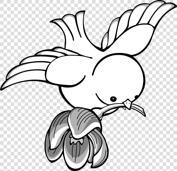 Bird Flying With Flower Clip Art Vector   Flying Cartoon Bird Drawing  HD Png DownloadTransparent PNG