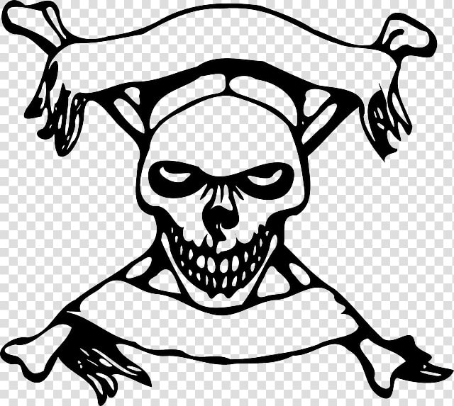 Skull  Cross Bones  Banners  Symbol  Danger  Pirate   Skull With Banners  HD Png DownloadTransparent PNG