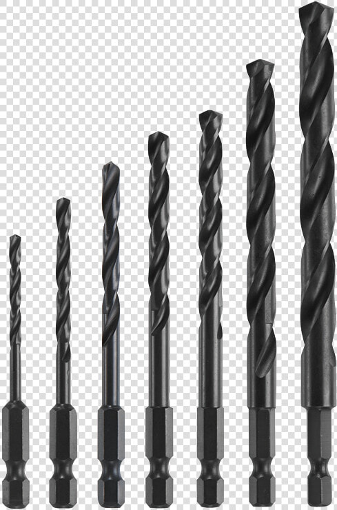 Hex Shank Impact Tough Drill Bit Set  Black Oxide   Hex Drill Bits  HD Png DownloadTransparent PNG