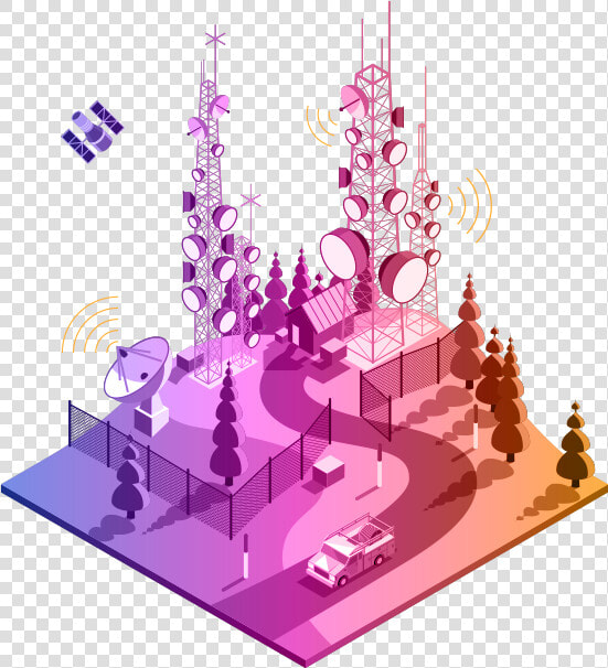 Telecommunications Illustration With Purple To Yellow   Telecom Gis  HD Png DownloadTransparent PNG