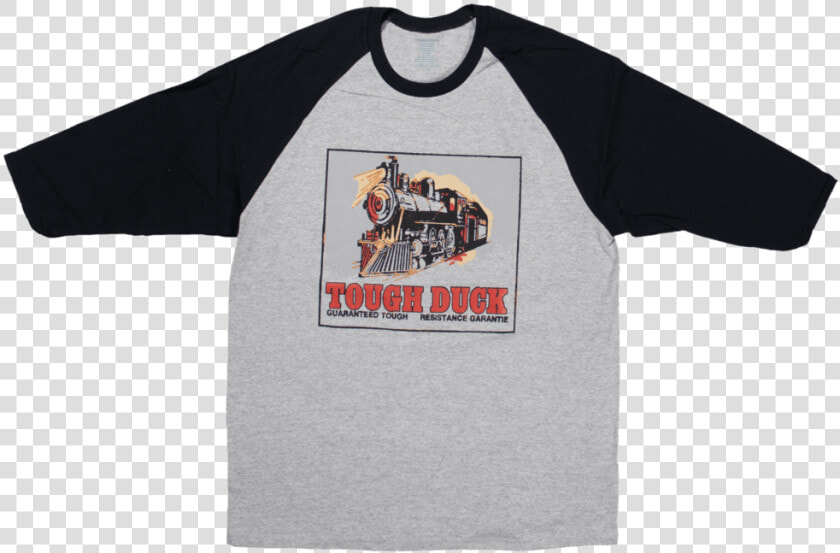 Tough Duck Locomotive Throwback Baseball T shirt Black   Active Shirt  HD Png DownloadTransparent PNG