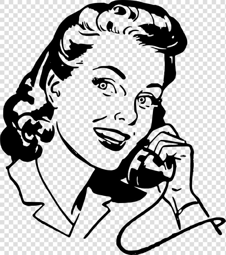 Woman On Telephone Clip Arts   Retro Phone Clip Art  HD Png DownloadTransparent PNG