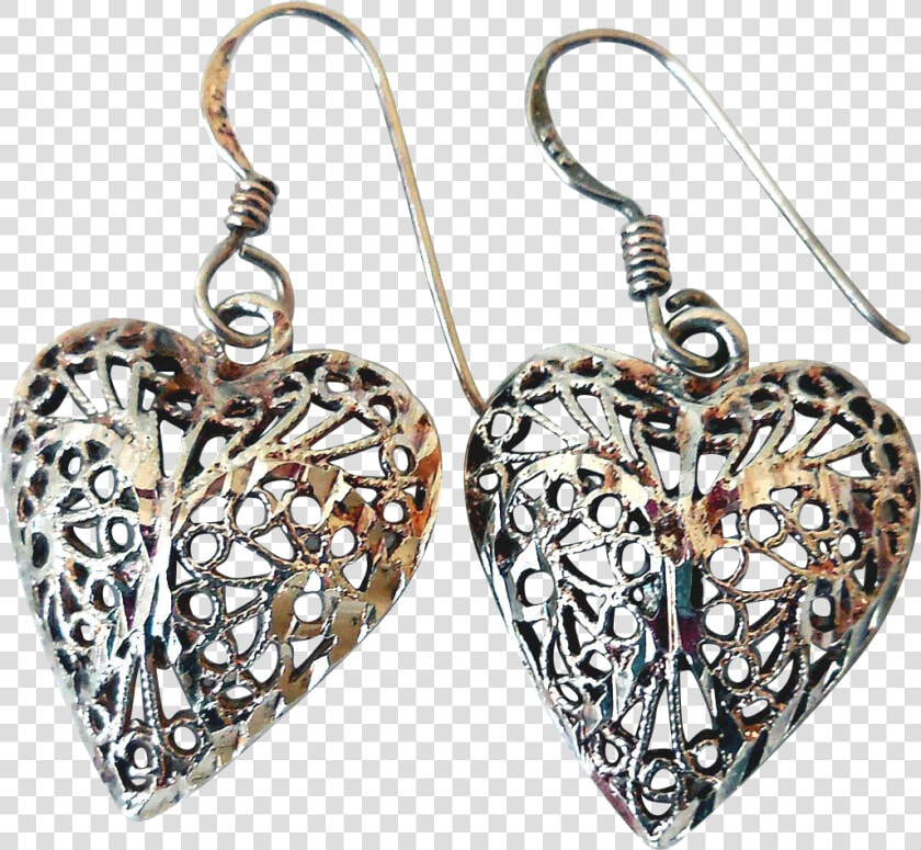 Sterling Silver Filigree Heart   Earrings  HD Png DownloadTransparent PNG