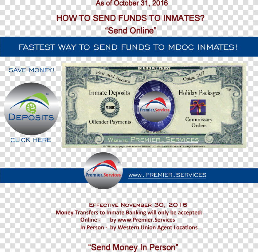 Inmate Funds Inmage   Premier Commissary  HD Png DownloadTransparent PNG