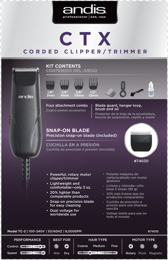 Andis Ctx Corded Clipper trimmer   Andis  HD Png DownloadTransparent PNG