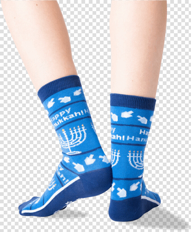 Women S Happy Hanukkah Non Skid Crew Socks In Blue   Sock  HD Png DownloadTransparent PNG