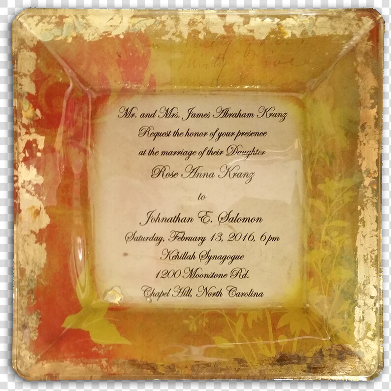 Personalized Glass Wedding Plate With Gold Leaf Accent   Handwriting  HD Png DownloadTransparent PNG