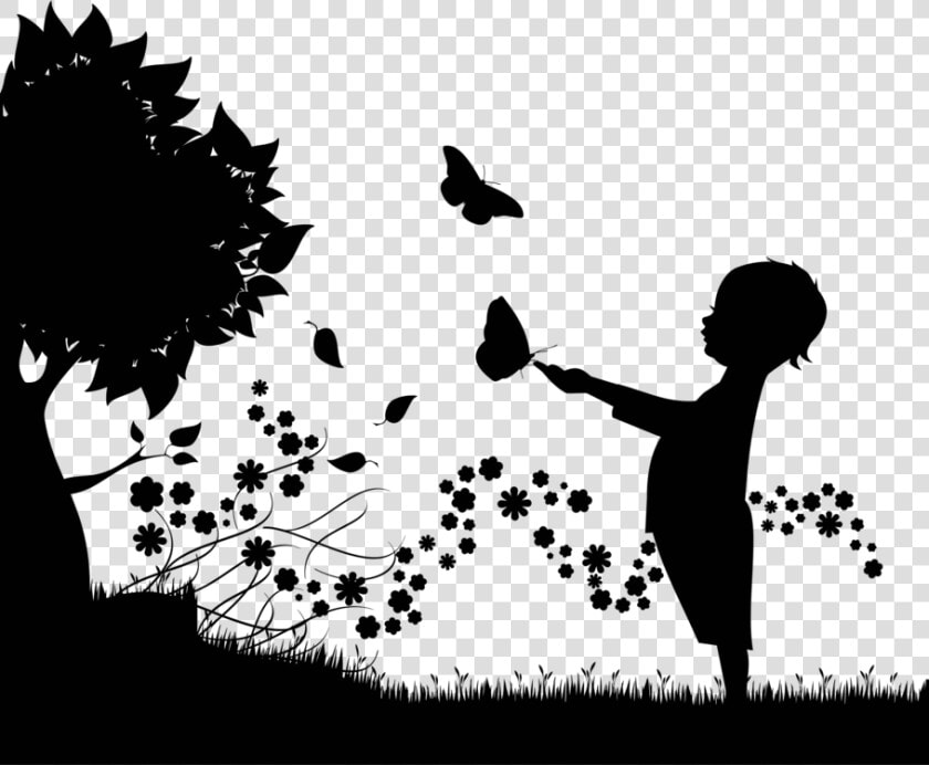 Visual Arts art silhouette   Tree Child Silhouette  HD Png DownloadTransparent PNG