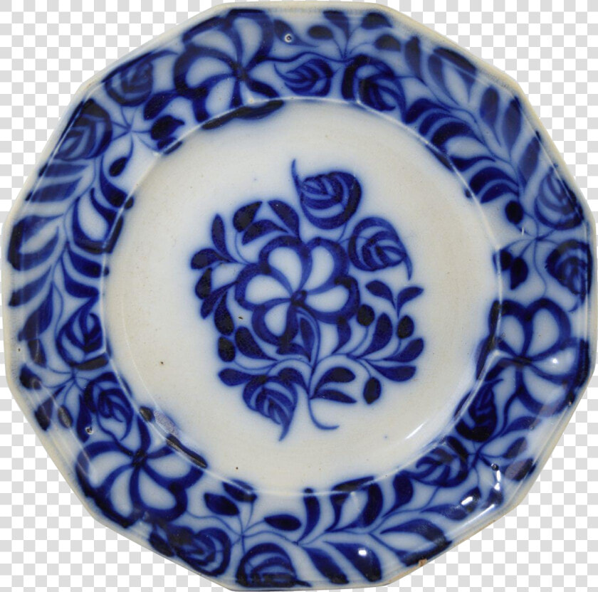 Antique Flow Blue Brush Stroke Plate 9 1 2   Blue And White Porcelain  HD Png DownloadTransparent PNG