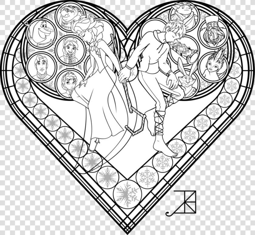 Stained Glass Coloring Page   Elsa And Jack Frost Coloring Pages  HD Png DownloadTransparent PNG