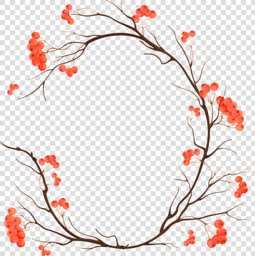 Orange Pink Flowers Hand Drawn Garland Decorative Elements   Autumn Flower Frame Png  Transparent PngTransparent PNG