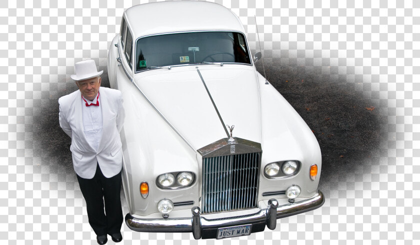 Photo Of A Chauffeur In Front Of A White 1964 Rolls royce   Antique Car  HD Png DownloadTransparent PNG