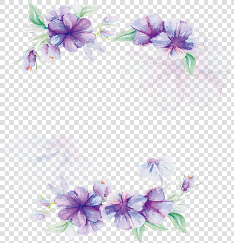 Floral Design Lilac Flower Pattern   Transparent Watercolor Flower Frame  HD Png DownloadTransparent PNG