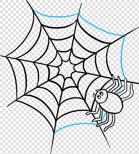 How To Draw Spider Web With Spider   Easy Spider Web Drawing  HD Png DownloadTransparent PNG