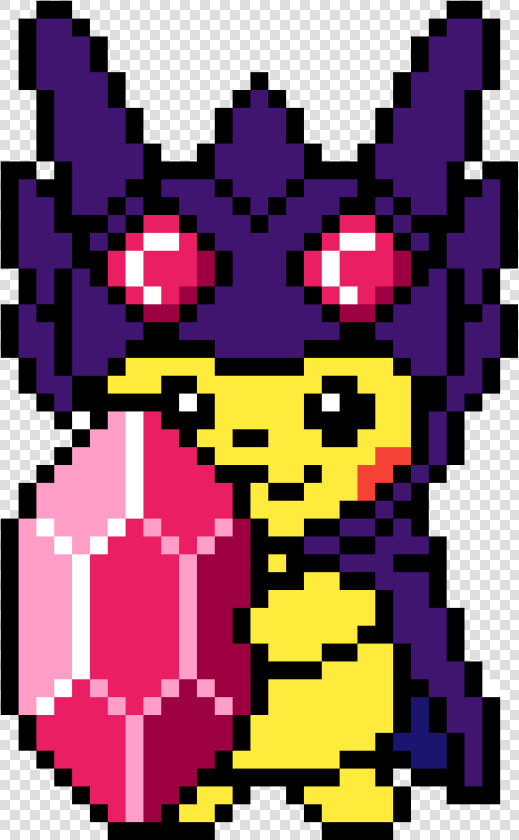 Pikachu Wearing Mega Sableye Hoodie   Pikachu Sableye Pixel  HD Png DownloadTransparent PNG