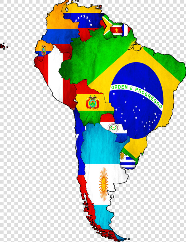 Clip Art Bandeiras America Do Sul   South America Continent With Flags  HD Png DownloadTransparent PNG