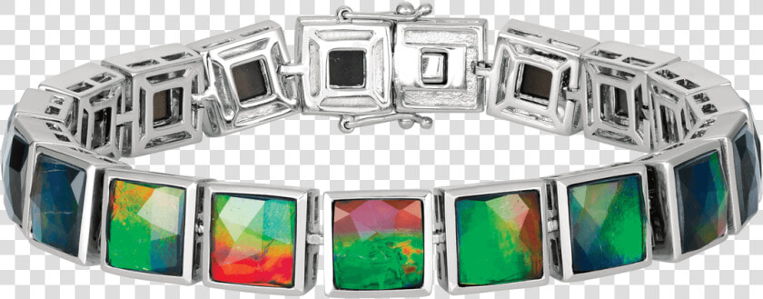 Shira Sterling Silver Square cut Bracelet By Korite   Ammolite Bracelet  HD Png DownloadTransparent PNG