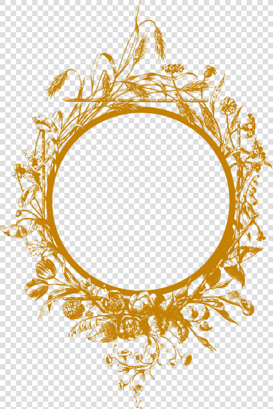 Flowery Frame 2 Clip Arts   اطار ذهبي دائري Png  Transparent PngTransparent PNG