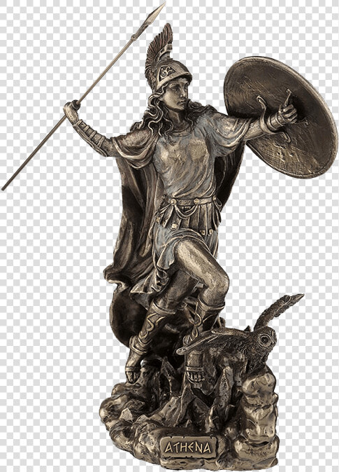 Athena Throwing Javelin With Owl Of Wisdom   Athena Statue  HD Png DownloadTransparent PNG