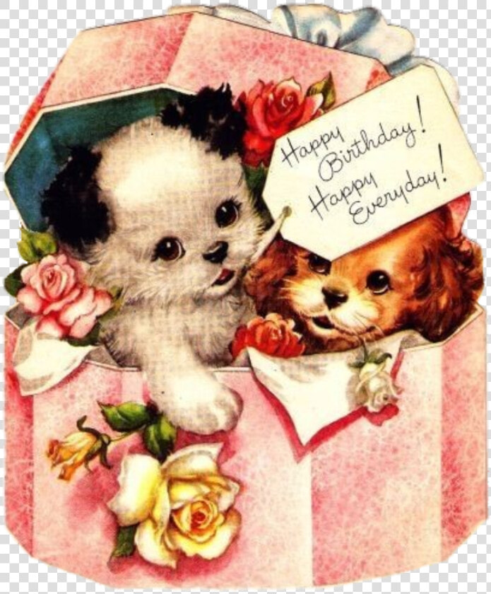 Vintage Birthday Cards With Dogs   Png Download   Vintage Birthday Card Dog  Transparent PngTransparent PNG