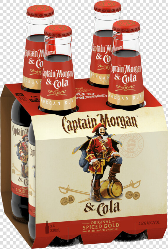 Captain Morgan Original Spiced Gold  amp  Cola 330ml   Captain Morgan 4 Pack  HD Png DownloadTransparent PNG