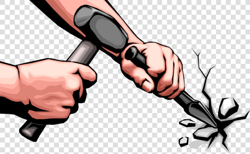 Vector Illustration Of Hands With Sledgehammer And   Slowly Chipping Away  HD Png DownloadTransparent PNG