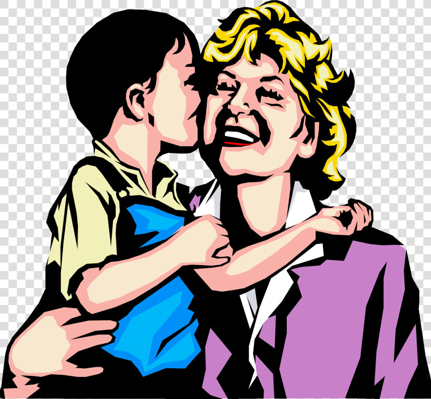 Child With Grandmother   Boy Kissing Mother Clip Art  HD Png DownloadTransparent PNG