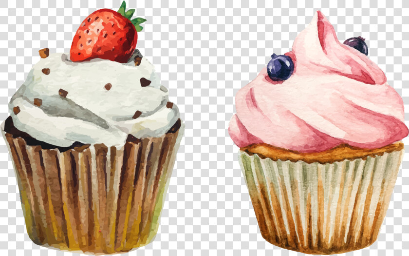 Vector Cupcakes Watercolor   Cupcake Watercolor Png  Transparent PngTransparent PNG