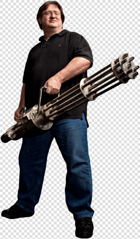 Glorious Gaben Gatling Gun   Gabe Newell With A Gun  HD Png DownloadTransparent PNG