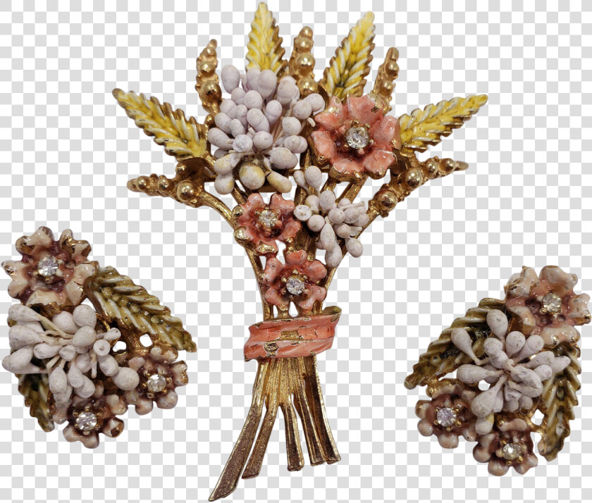 Florenza Harvest Stalk And Flower Bouquet Pin Brooch   Artificial Flower  HD Png DownloadTransparent PNG